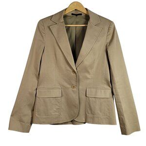 Theory Women Blazer Jacket Tan Brown Medium 2 Button Single Breast Lined Pockets